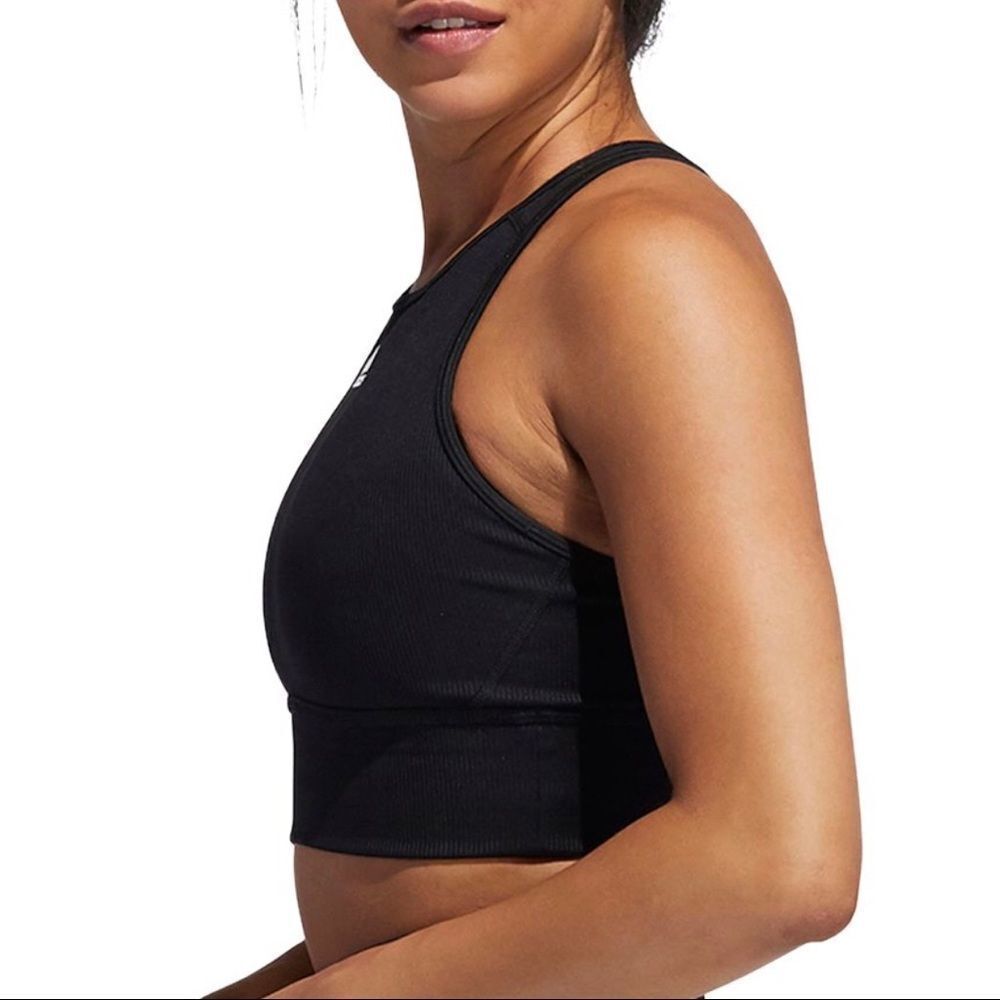 🆕 ADIDAS Ribbed Longline Sports Bra Black Size‎ Extra Small NWT - Picture 4 of 7